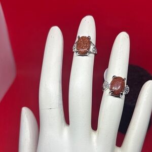 Buyers choice Elegant Silver and Feldspar Goldstone Women's Ring Set